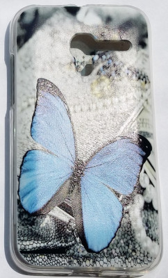 Силиконови гърбове Силиконови гърбове други Силиконов гръб ТПУ за Telenor Smart Mini сив със синя пеперуда